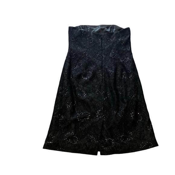 WHITE HOUSE BLACK MARKET Sequin Dress Size 14 Black Strapless Formal Cocktail - Picture 3 of 10
